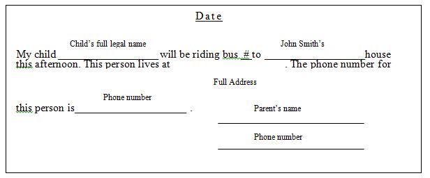 Example parent change of bus slip