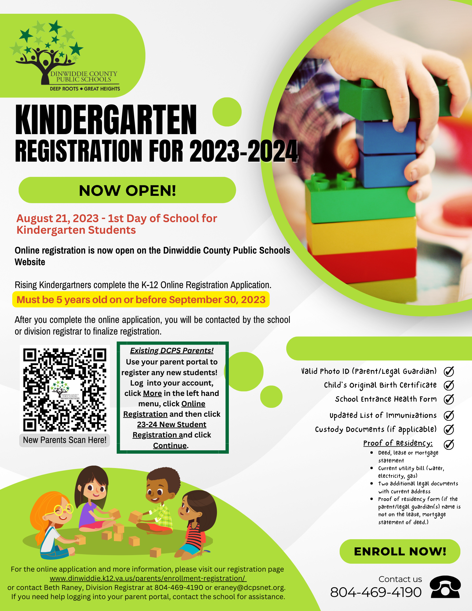 Now Open Kindergarten Registration for School Year 2324 Dinwiddie