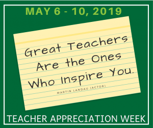 Teacher Appreciation Week, May 6-10, 2019, Great Teachers Are the Ones Who Inspire You -- Martin Landou (actor)